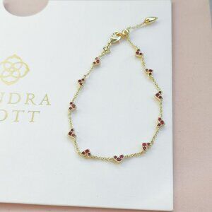 Kendra Scott Haven Heart Collection. Gold Pink Crystal Chain Bracelet